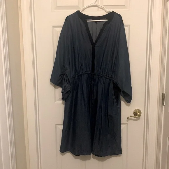 Denim Lane Bryant Roll Sleeve Drawstring Dress Size 24 | Color: Blue | Size: 24W | Krysone1'S Closet